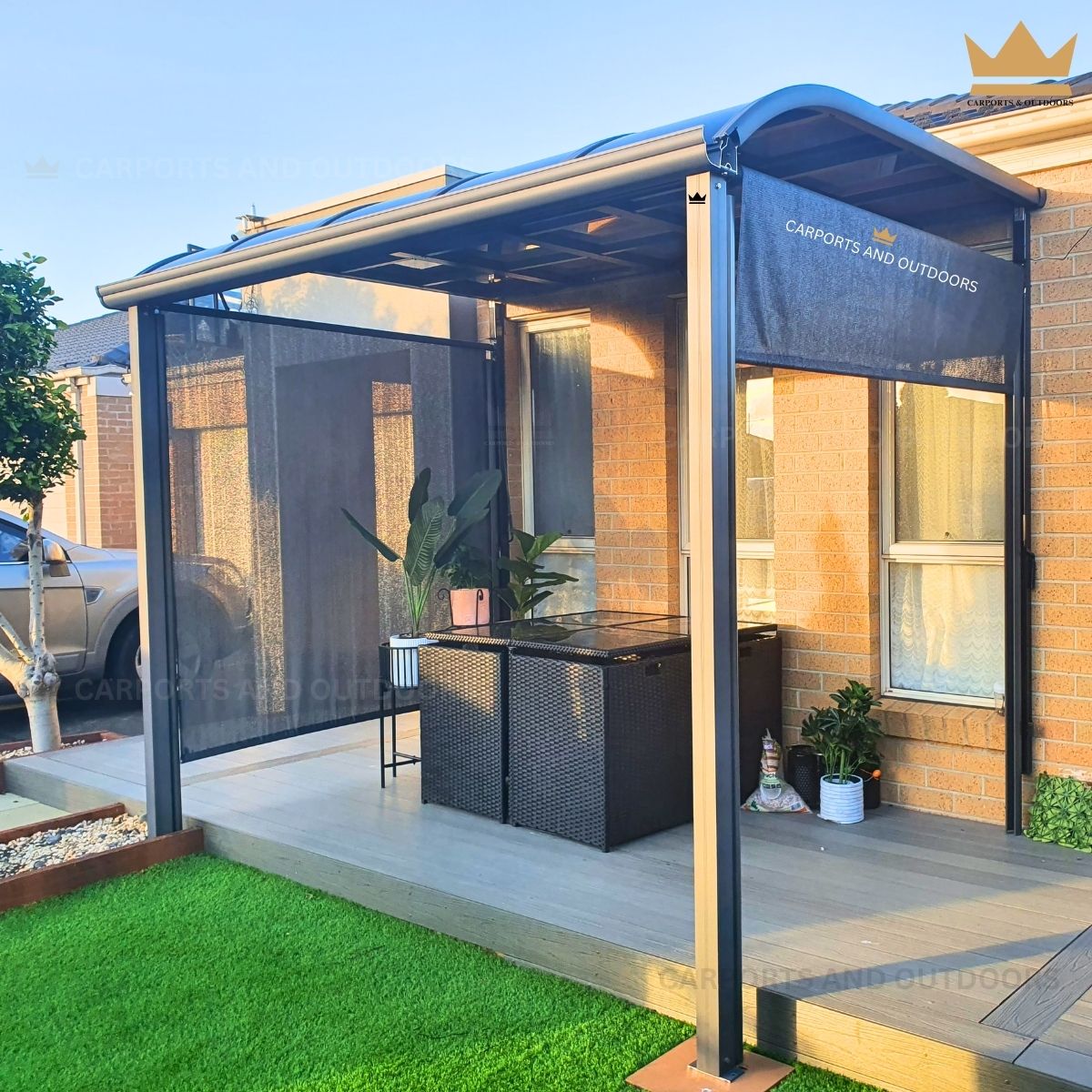 Patio Cover 2m x 3m Grey Frame with Dark Grey Transparent Sheets in Truganina VIC 3029