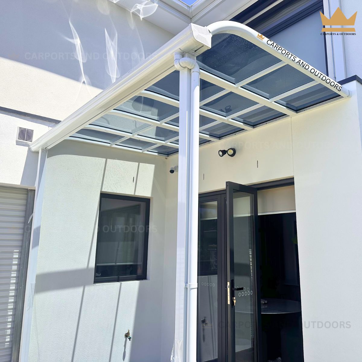 Patio Cover 2m x 3m White Frame with Light Grey Transparent Sheets in Niddrie VIC 3042