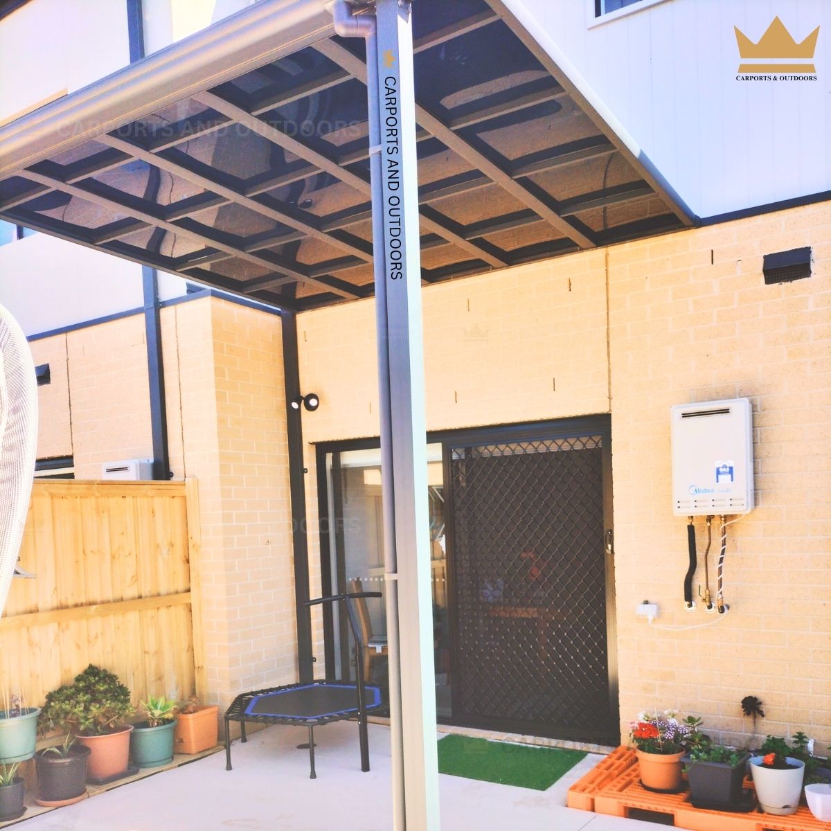 Patio Cover 3m x 3m Grey Frame with Dark Grey Transparent Sheets in Truganina VIC 3029
