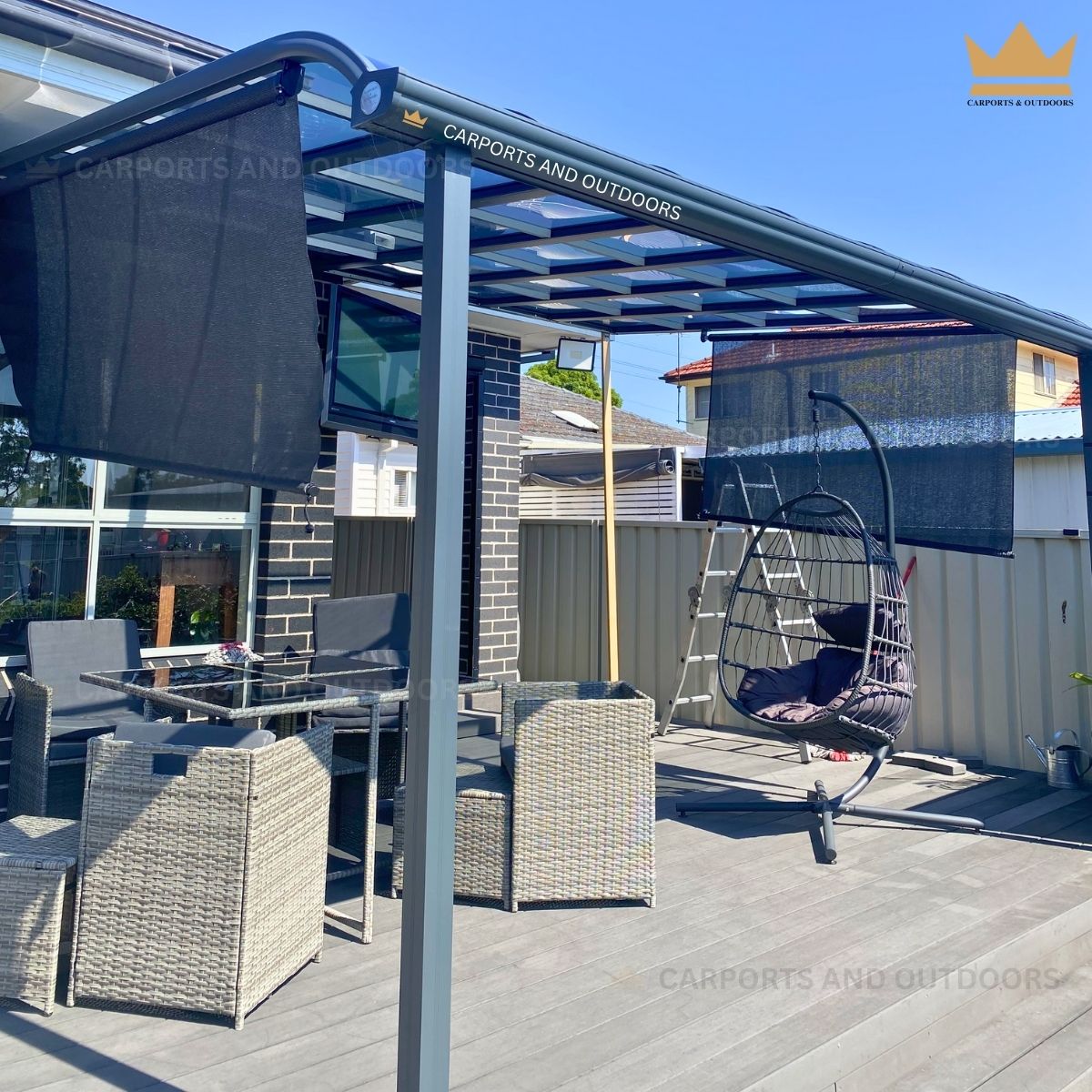 Patio Cover 3m x 4m Grey Frame with Light Grey Transparent Sheets in Miranda NSW 2228