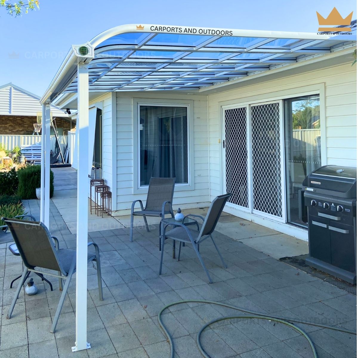 Patio Cover 3m x 4m White Frame with Light Grey Transparent Sheets in Turvey Park NSW 2650