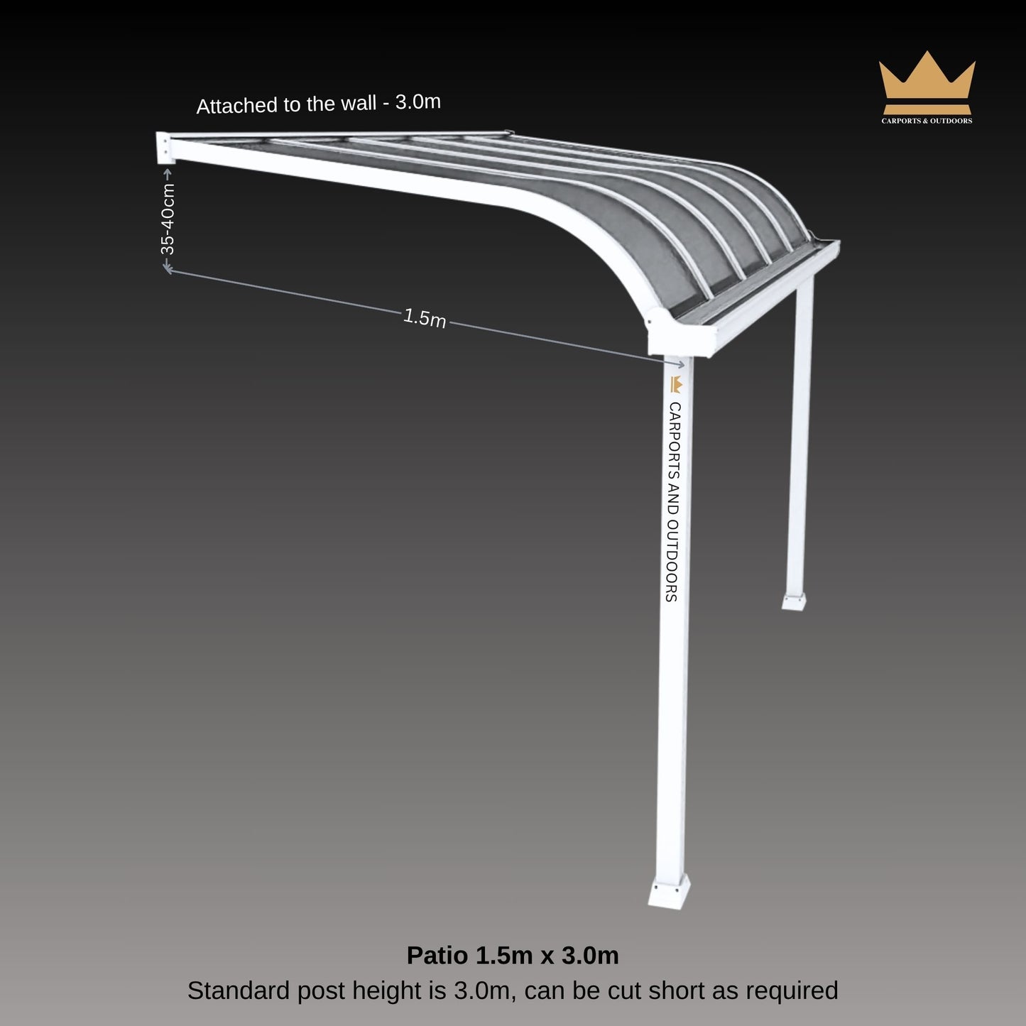 Aluminium Patio cover White frame with polycarbonate sheets 1.5m x 3.0m in Melbourne