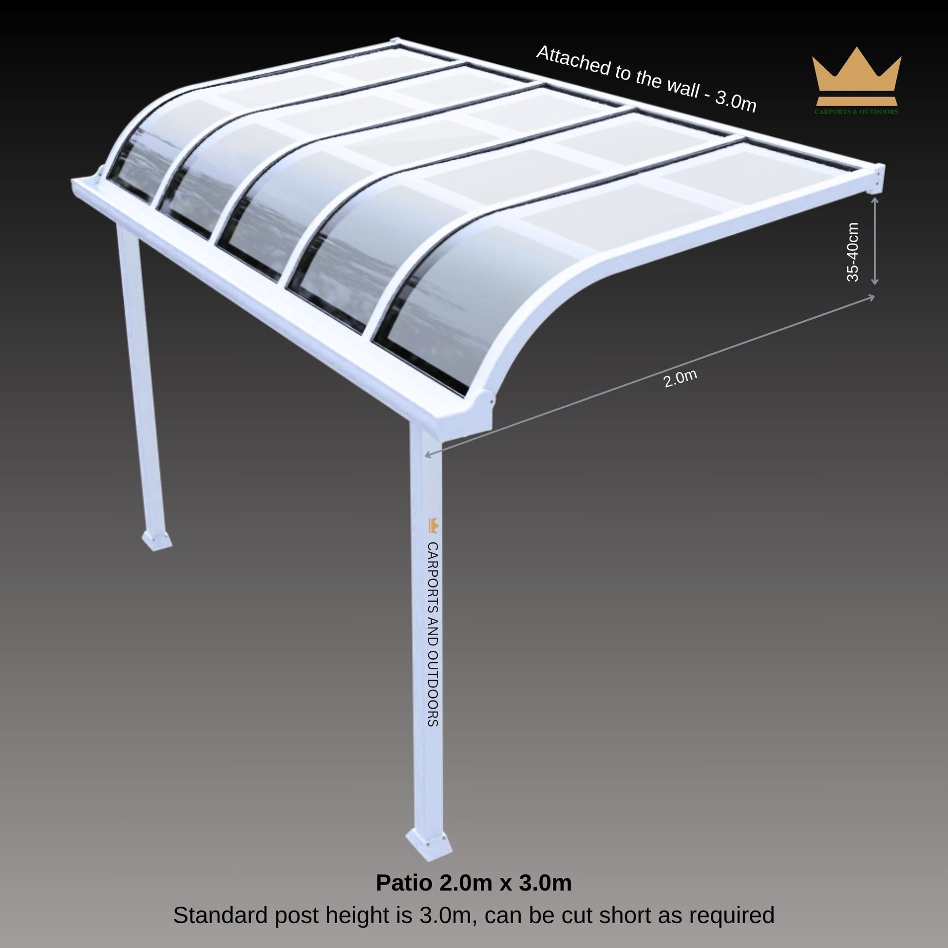 Aluminium Patio or pergola cover White frame with polycarbonate sheets 2.0m x 3.0m in Melbourne