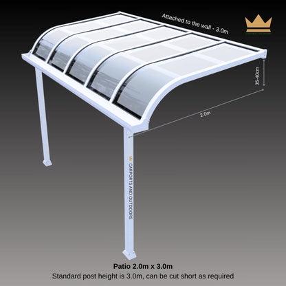 Aluminium Patio or pergola cover White frame with polycarbonate sheets 2.0m x 3.0m in Melbourne
