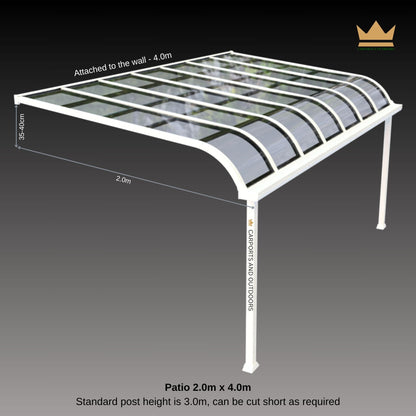 Aluminium Patio cover White frame with polycarbonate sheets 2.0m x 4.0m Canopy in Sydney
