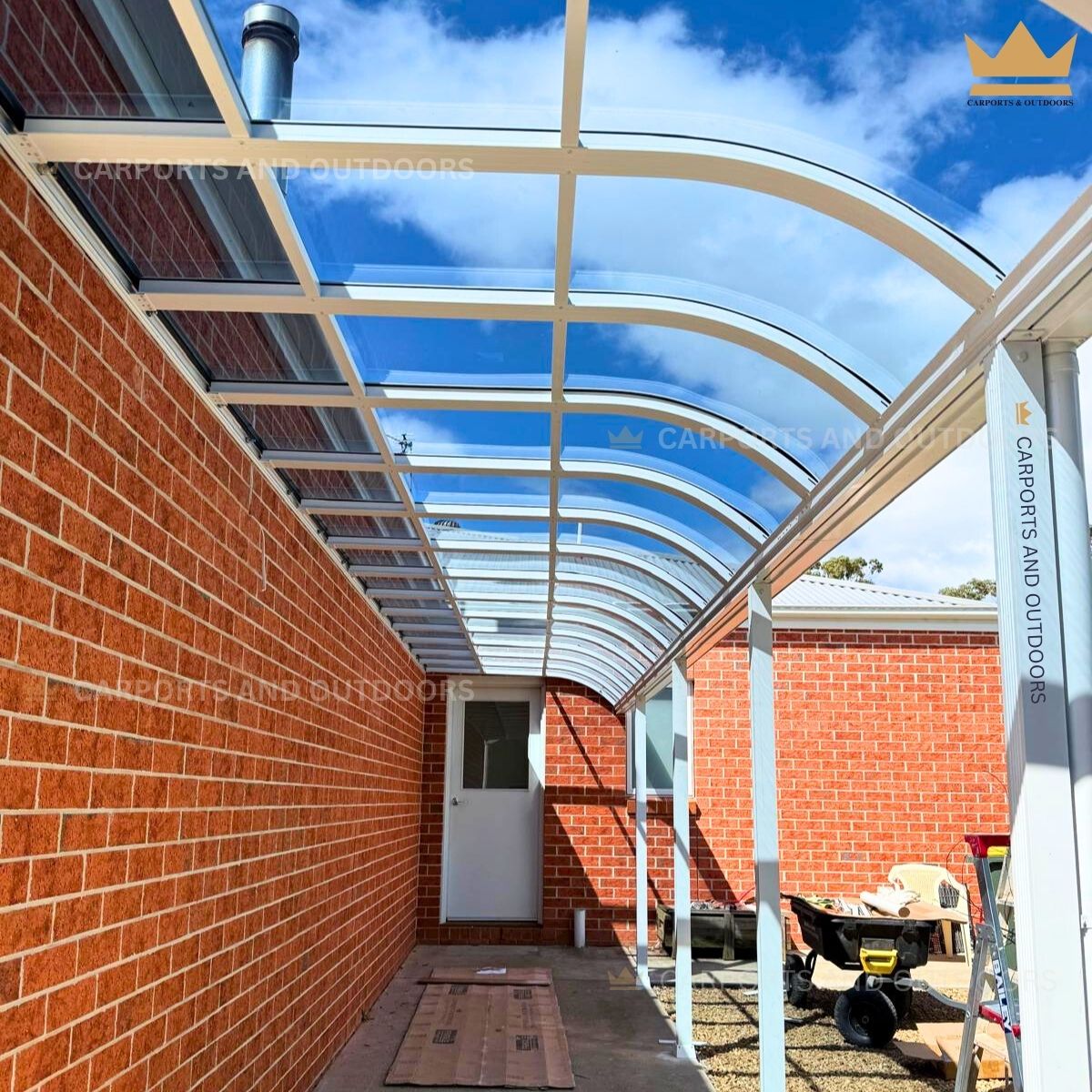 2.0m x 4.0m Patio Cover White with Light Grey Transparent Sheets in Ballarat