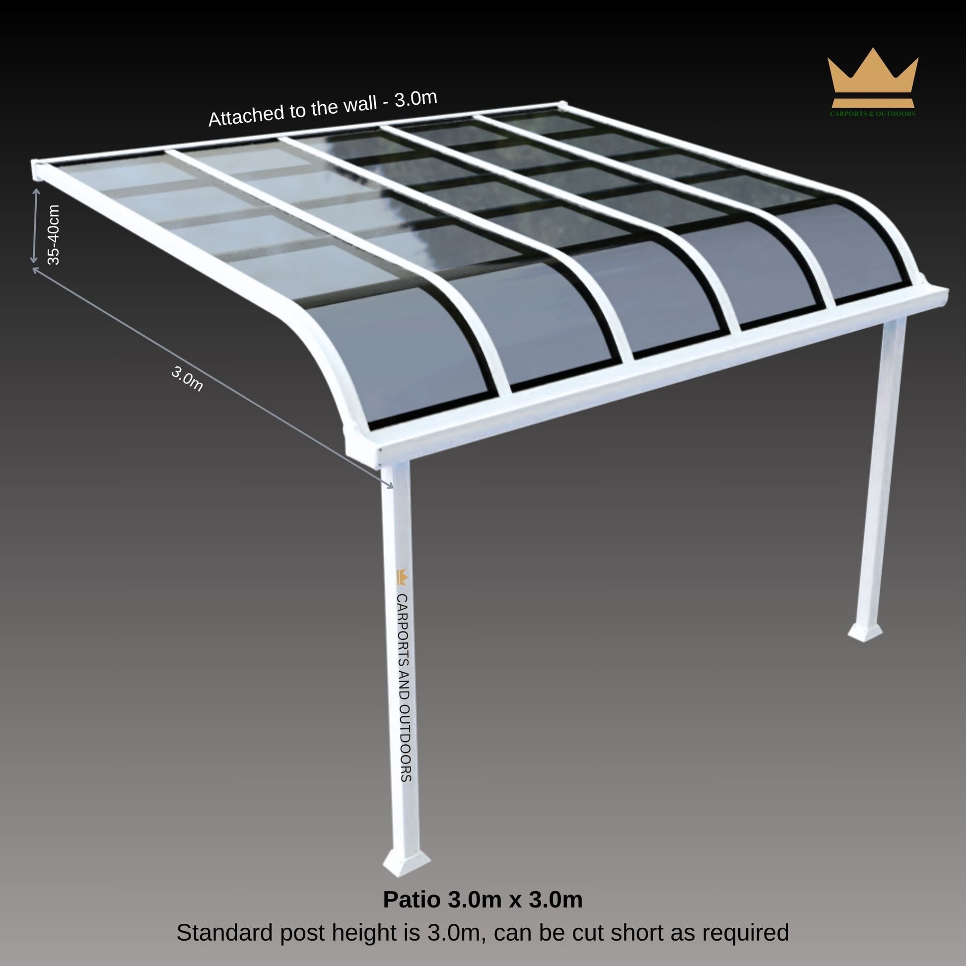 Aluminium Patio cover White frame with polycarbonate sheets 3.0m x 3.0m in Melbourne