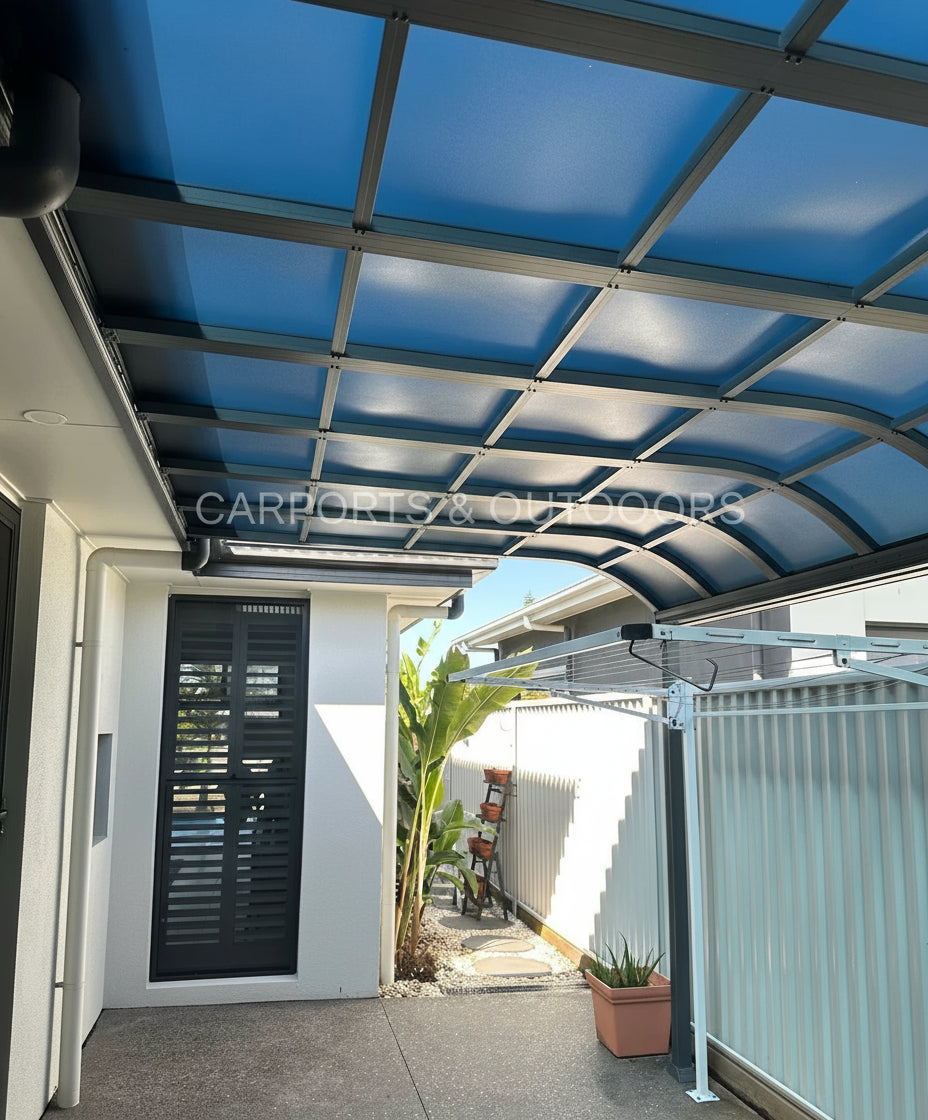 Aluminium Patio Cover 3.0m x 4.0m Grey with Dark Grey Frost Series 200 in Pelican Waters QLD 4551