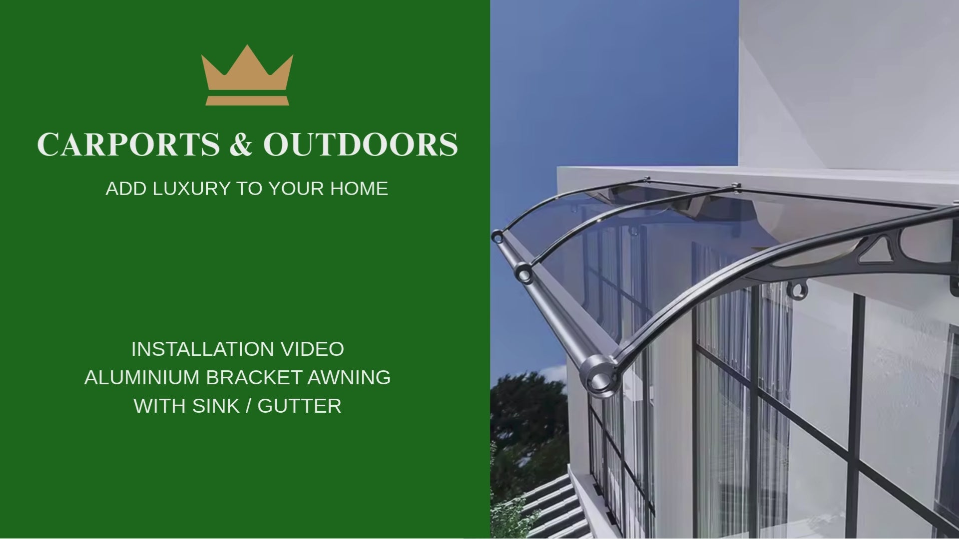 Load video: Aluminium Bracket Awning Video - How to install, step by step