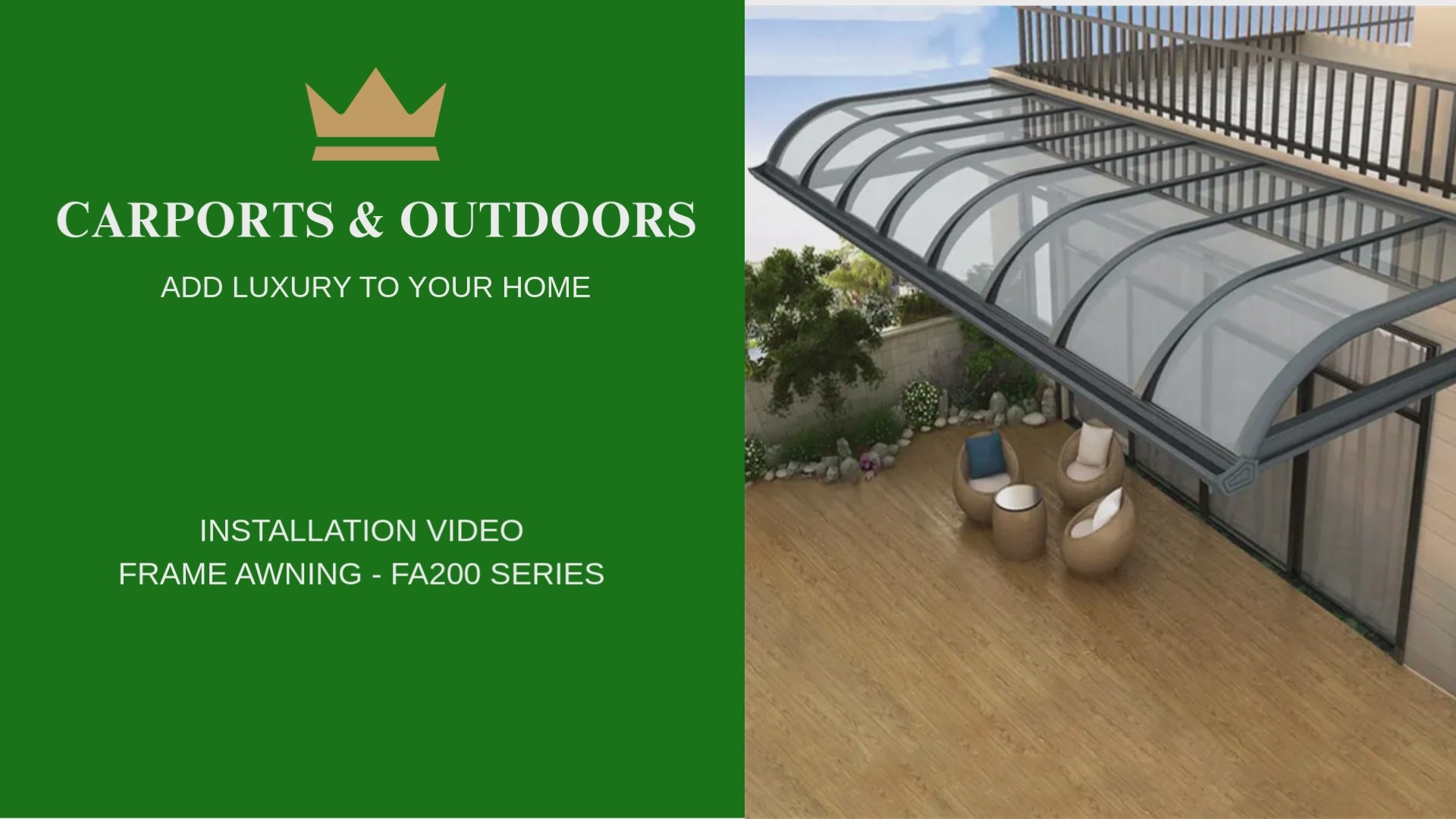 Load video: Aluminium Frame Awning installation video step by step by Carports and Outdoors Australia