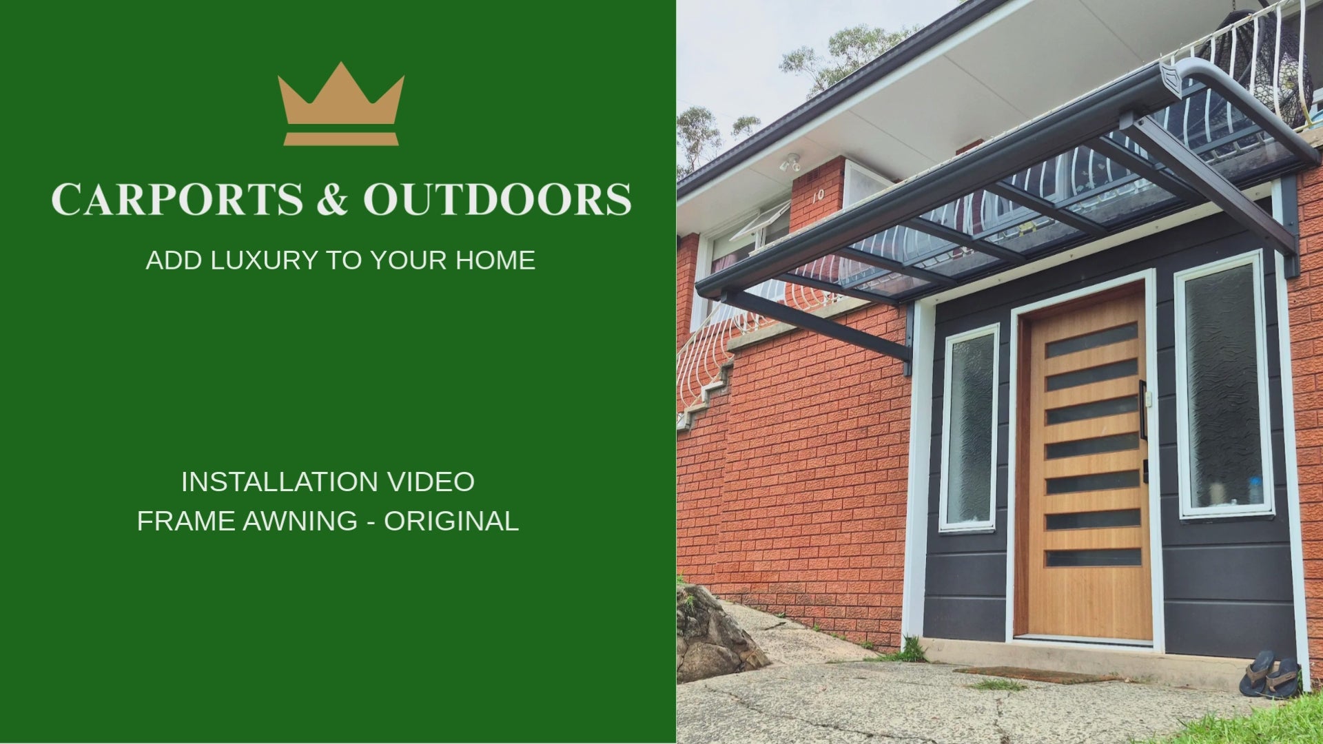 Load video: Aluminium Frame Awning Oringinal installation video step by step by Carports and Outdoors Australia